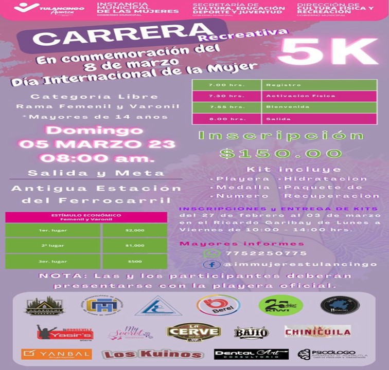 Realizarán en Tulancingo, carrera por el Día Internacional de la Mujer ...